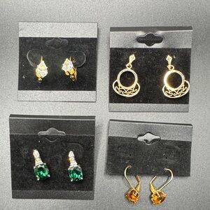 Lot of 4 Elegant Gold Tone Earrings